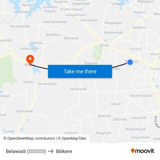 Belawadi (ಬೆಳವಾಡಿ) to Bilikere map