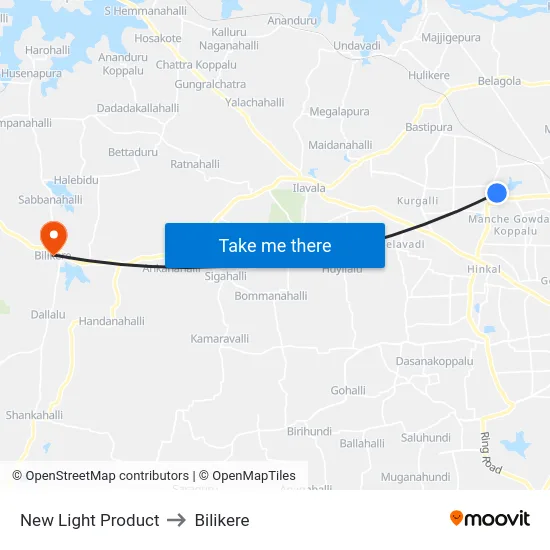 New Light Product to Bilikere map