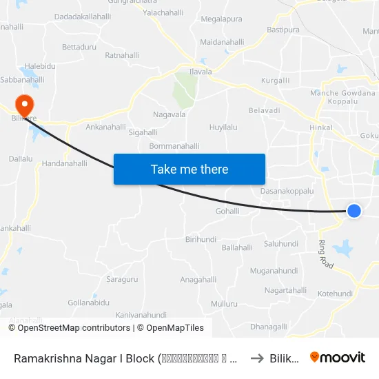 Ramakrishna Nagar I Block (ರಾಮಕೃಷ್ಣನಗರ ಐ ಬ್ಲಾಕ್) to Bilikere map