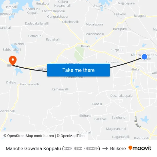 Manche Gowdna Koppalu (ಮಂಚೇ ಗೌಡನ ಕೊಪ್ಪಲು) to Bilikere map