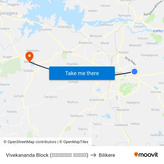Vivekananda Block (ವಿವೇಕಾನಂದ ಬ್ಲಾಕ್) to Bilikere map