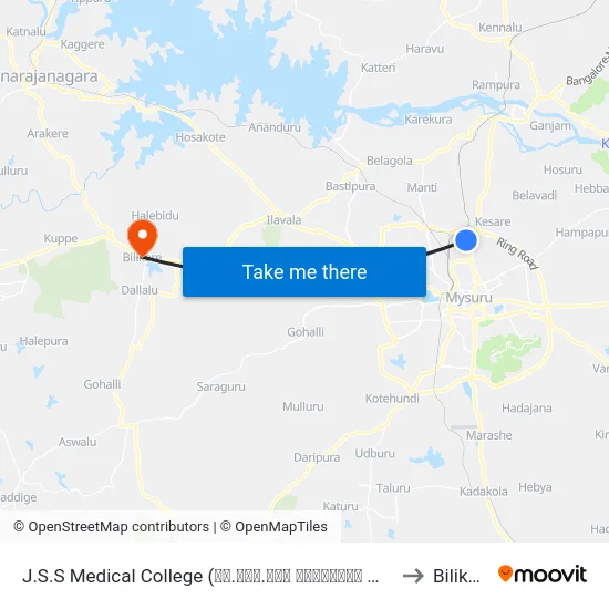 J.S.S Medical College (ಜೆ.ಎಸ್.ಎಸ್ ವೈದ್ಯಕೀಯ ಕಾಲೇಜು) to Bilikere map