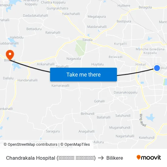 Chandrakala Hospital (ಚಂದ್ರಕಲ ಆಸ್ಪತ್ರೆ) to Bilikere map