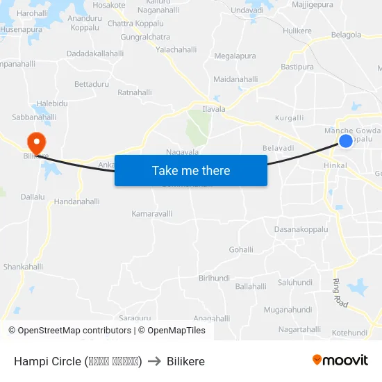 Hampi Circle (ಹಂಪಿ ವೃತ್ತ) to Bilikere map