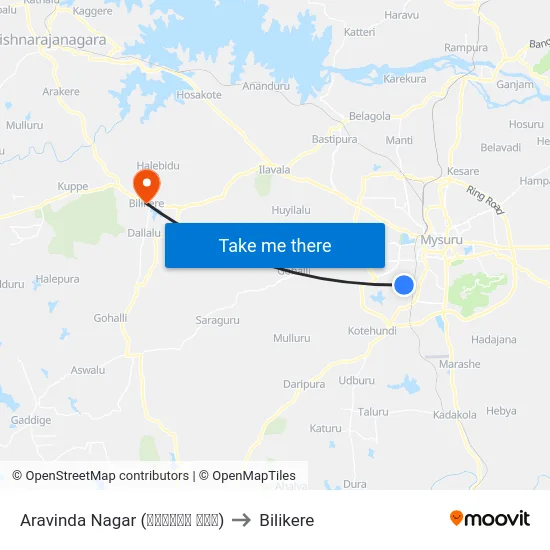 Aravinda Nagar (ಅರವಿಂದ ನಗರ) to Bilikere map