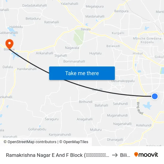 Ramakrishna Nagar E And F Block (ರಾಮಕೃಷ್ಣನಗರ ಇ ಮತ್ತು ಎಫ್ ಬ್ಲಾಕ್) to Bilikere map