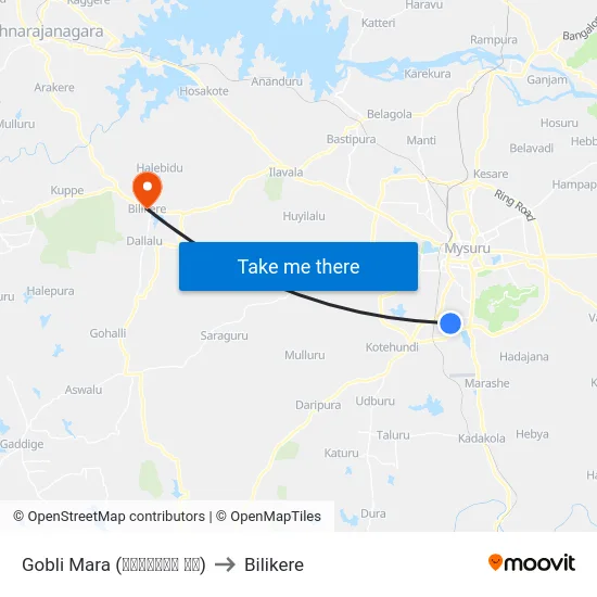Gobli Mara (ಗೊಬ್ಬಳಿ ಮರ) to Bilikere map