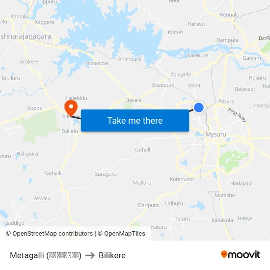 Metagalli (ಮೆಟಗಳ್ಳಿ) to Bilikere map