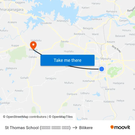 St Thomas School (ಸೆಂಟ್ ಥಾಮಸ್ ಶಾಲೆ) to Bilikere map