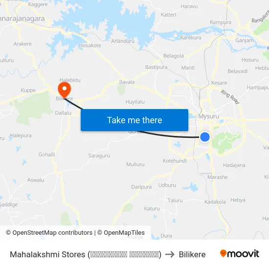 Mahalakshmi Stores (ಮಹಾಲಕ್ಷ್ಮೀ ಸ್ಟೋರ‍್ಸ್‌) to Bilikere map