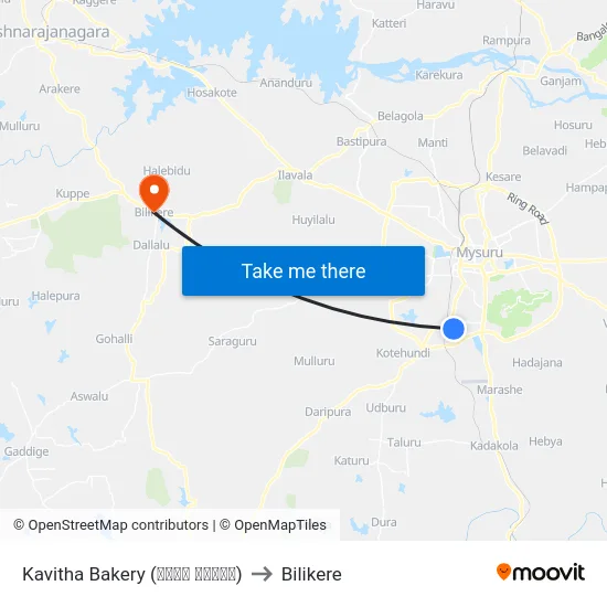 Kavitha Bakery (ಕವಿತ ಬೇಕರಿ) to Bilikere map
