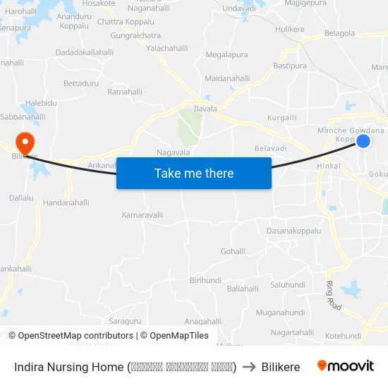 Indira Nursing Home (ಇಂದಿರಾ ನರ್ಸಿಂಗ್ ಹೋಮ್) to Bilikere map
