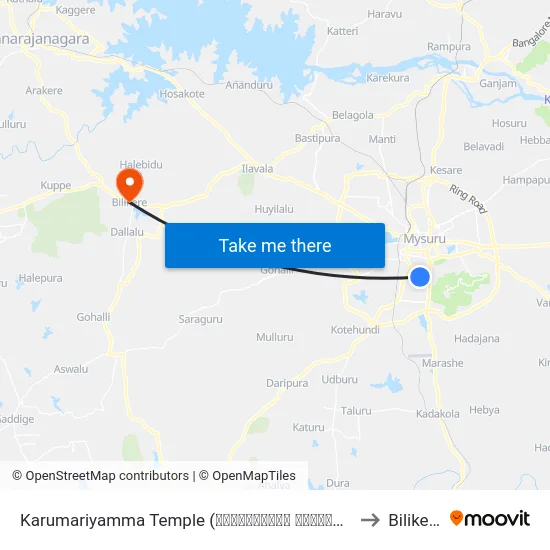Karumariyamma Temple (ಕರುಮರಿಯಮ್ಮ ದೇವಸ್ಥಾನ) to Bilikere map