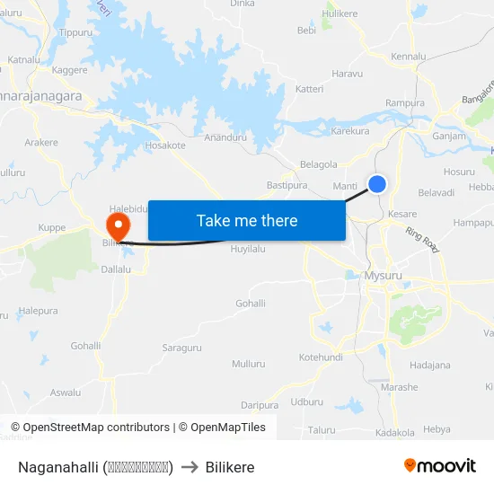 Naganahalli (ನಾಗನಹಳ್ಳಿ) to Bilikere map