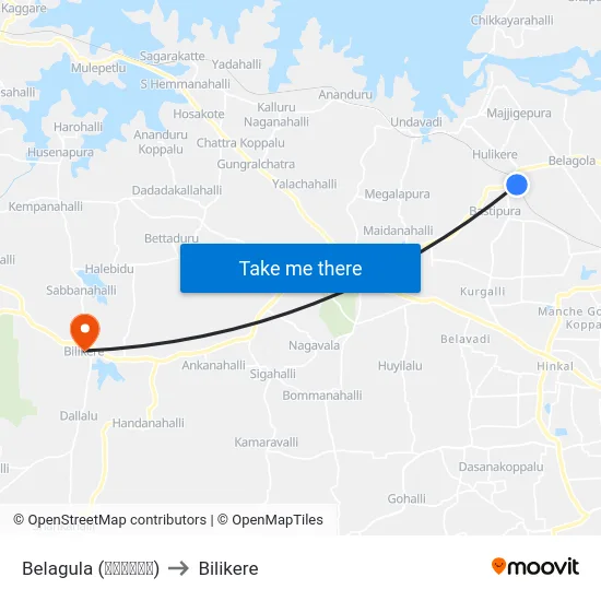 Belagula (ಬೆಳಗುಳ) to Bilikere map