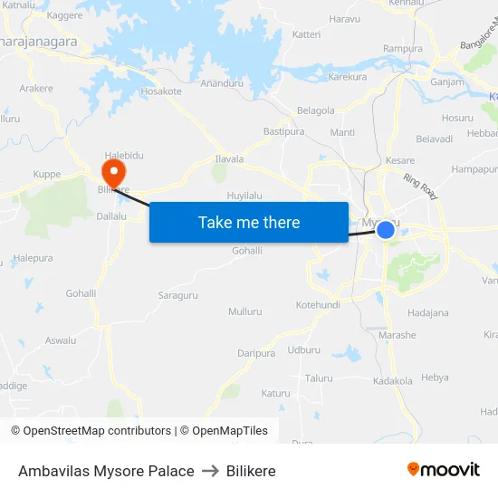 Ambavilas Mysore Palace to Bilikere map