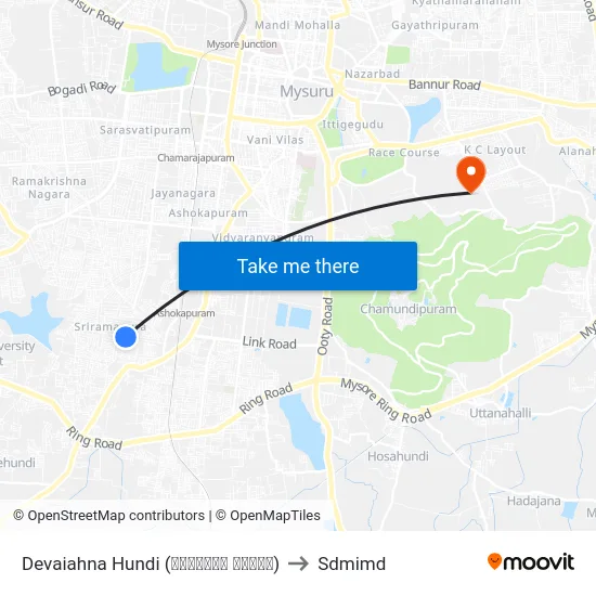 Devaiahna Hundi (ದೇವಯ್ಯನ ಹುಂಡಿ) to Sdmimd map