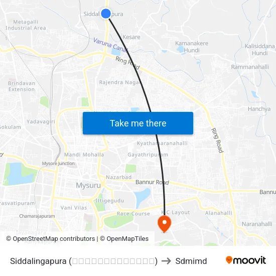 Siddalingapura (ಸಿದ್ದಲಿಂಗಾಪುರ) to Sdmimd map