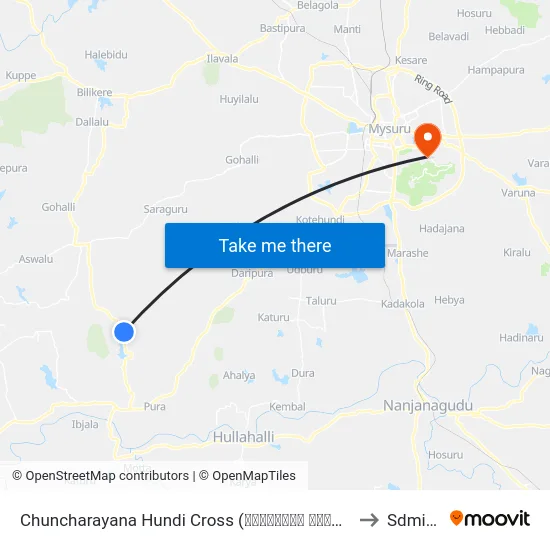 Chuncharayana Hundi Cross (ಚುಂಚರಾಯನ ಹುಂಡಿ ಕ್ರಾಸ್) to Sdmimd map