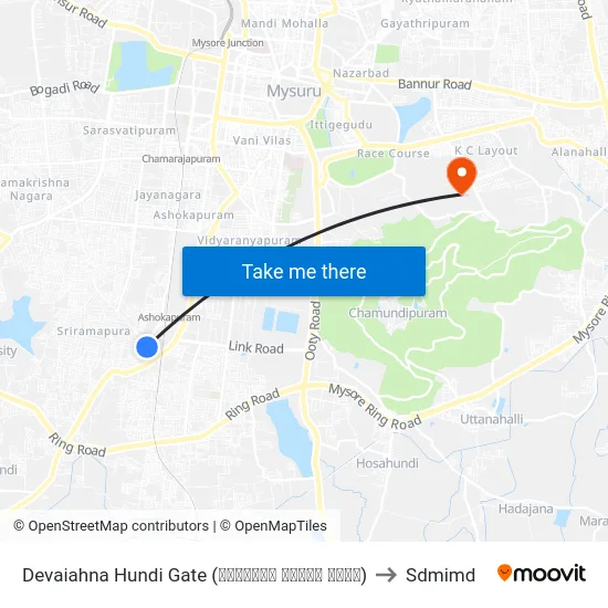 Devaiahna Hundi Gate (ದೇವಯ್ಯನ ಹುಂಡಿ ಗೇಟ್) to Sdmimd map