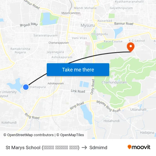 St Marys School (ಸೆಂಟ್ ಮೇರೀಸ್ ಶಾಲೆ) to Sdmimd map