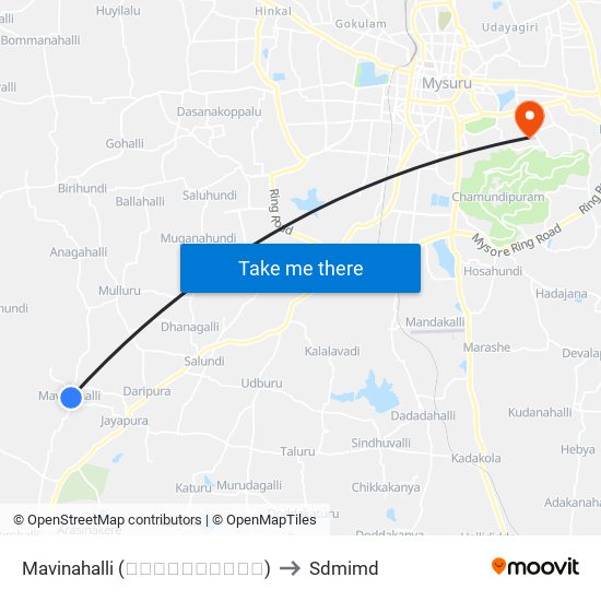 Mavinahalli (ಮಾವಿನಹಳ್ಳಿ) to Sdmimd map