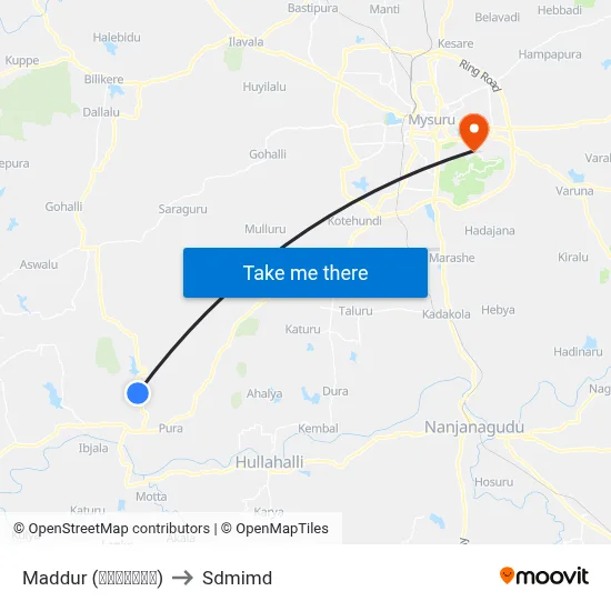 Maddur (ಮದ್ದೂರು) to Sdmimd map