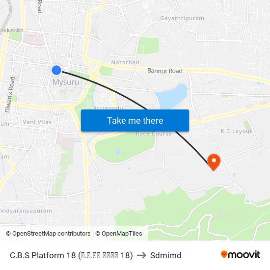 C.B.S Platform 18 (ನ.ಬ.ನಿ ಅಂಕಣ 18) to Sdmimd map