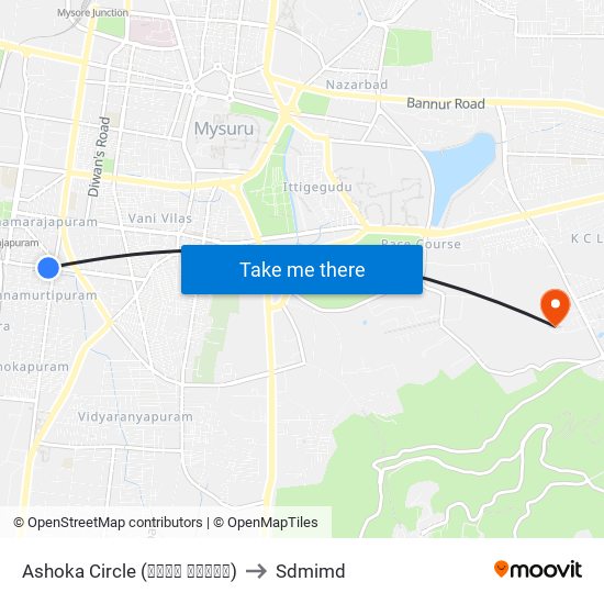 Ashoka Circle (ಅಶೋಕ ವೃತ್ತ) to Sdmimd map