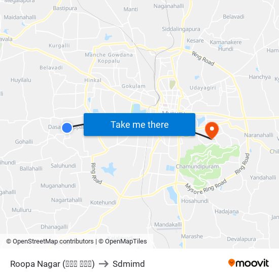 Roopa Nagar (ರೂಪ ನಗರ) to Sdmimd map