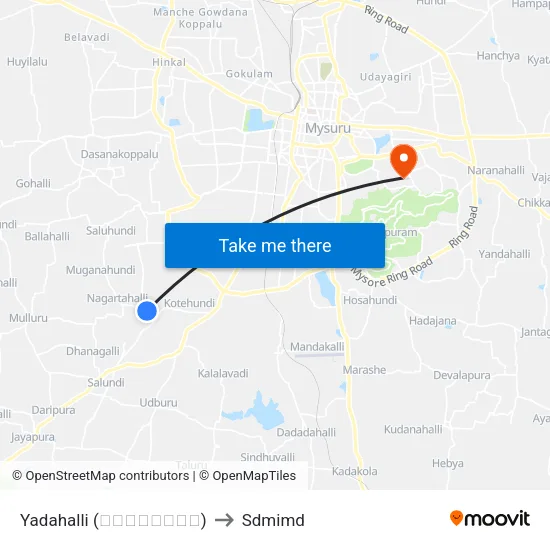 Yadahalli (ಯಾದಹಳ್ಳಿ) to Sdmimd map