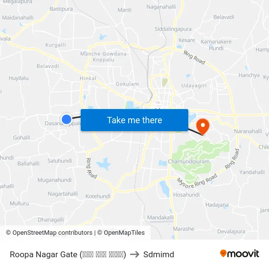 Roopa Nagar Gate (ರೂಪ ನಗರ ಗೇಟ್) to Sdmimd map
