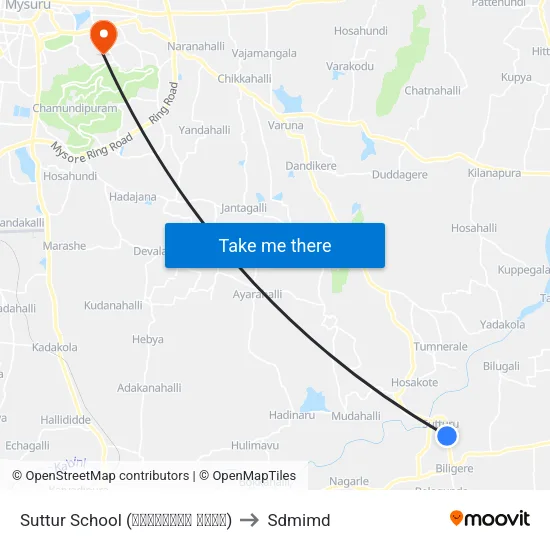 Suttur School (ಸುತ್ತೂರು ಶಾಲೆ) to Sdmimd map