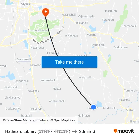 Hadinaru Library (ಹದಿನಾರು ಗ್ರಂಥಾಲಯ) to Sdmimd map
