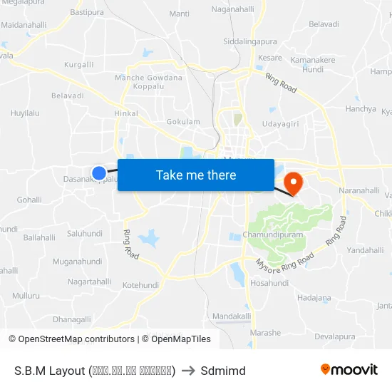 S.B.M Layout (ಎಸ್‌.ಬಿ.ಎಂ ಬಡಾವಣೆ) to Sdmimd map