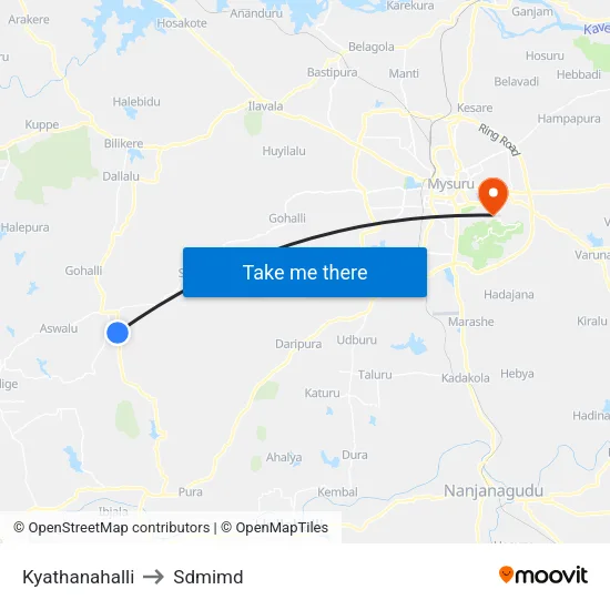 Kyathanahalli to Sdmimd map