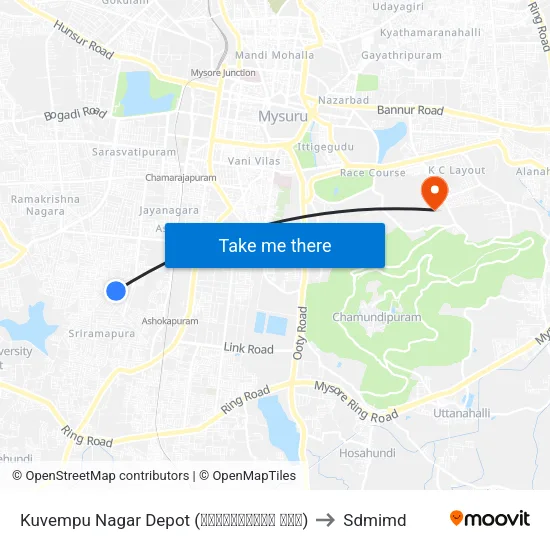 Kuvempu Nagar Depot (ಕುವೆಂಪುನಗರ ಘಟಕ) to Sdmimd map