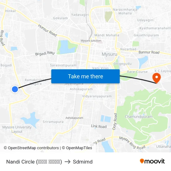 Nandi Circle (ನಂದಿ ವೃತ್ತ) to Sdmimd map