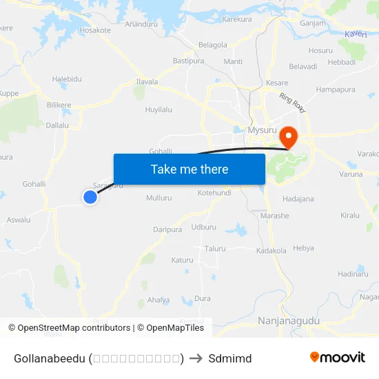 Gollanabeedu (ಗೊಲ್ಲನಬೀಡು) to Sdmimd map