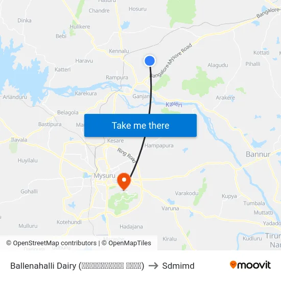 Ballenahalli Dairy (ಬಳ್ಳೇನಹಳ್ಳಿ ಡೈರಿ) to Sdmimd map