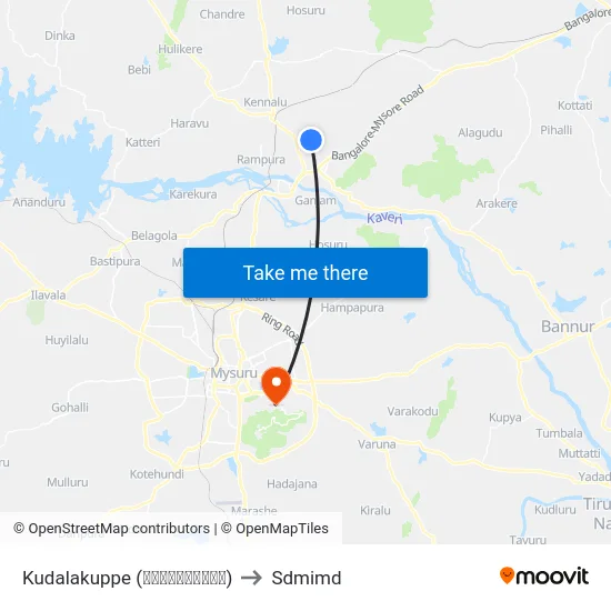 Kudalakuppe (ಕುಡಲಕುಪ್ಪೆ) to Sdmimd map