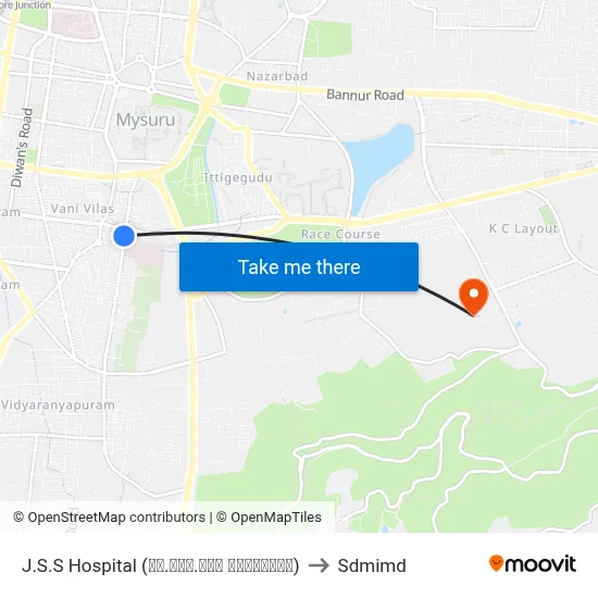 J.S.S Hospital (ಜೆ.ಎಸ್.ಎಸ್ ಆಸ್ಪತ್ರೆ) to Sdmimd map