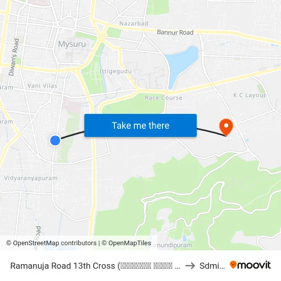 Ramanuja Road 13th Cross (ರಾಮಾನುಜಾ ರಸ್ತೆ 13ನೇ ಕ್ರಾಸ್) to Sdmimd map