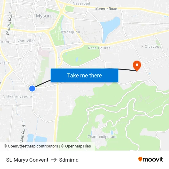 St. Marys Convent to Sdmimd map