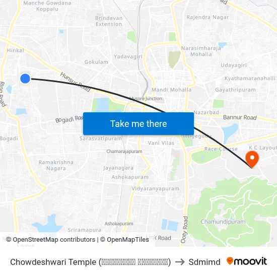 Chowdeshwari Temple (ಚೌಡೇಶ್ವರಿ ದೇವಸ್ಥಾನ) to Sdmimd map