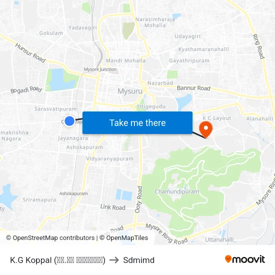 K.G Koppal (ಕೆ.ಜಿ ಕೊಪ್ಪಲು) to Sdmimd map