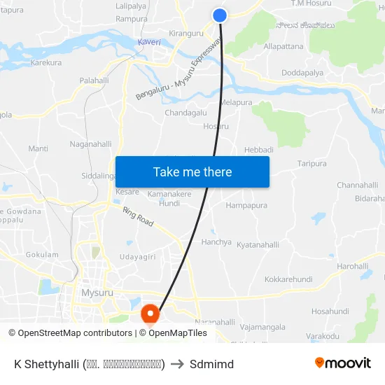 K Shettyhalli (ಕೆ. ಶೆಟ್ಟಿಹಳ್ಳಿ) to Sdmimd map
