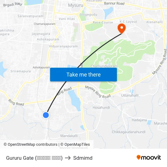 Gururu Gate (ಗುರೂರು ಗೇಟ್) to Sdmimd map