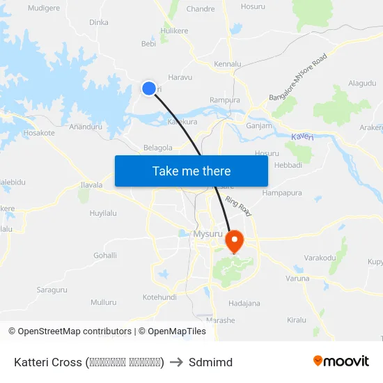 Katteri Cross (ಕಟ್ಟೇರಿ ಕ್ರಾಸ್) to Sdmimd map
