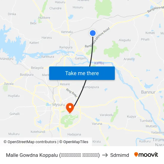 Malle Gowdna Koppalu (ಮಲ್ಲೇಗೌಡನ ಕೊಪ್ಪಲು) to Sdmimd map